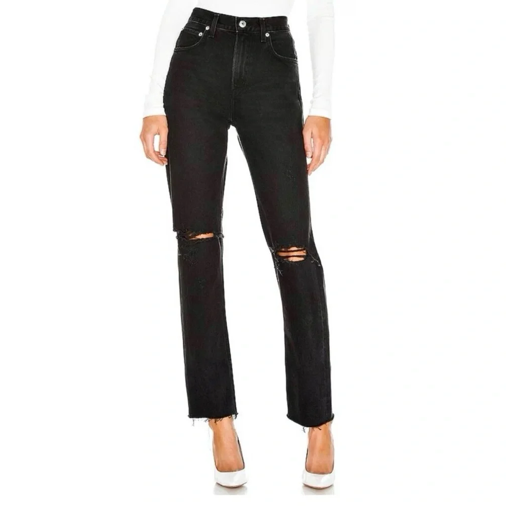 ADOLDE Cherie High Rise Straight Jean in Black 27 - Picture 2 of 12